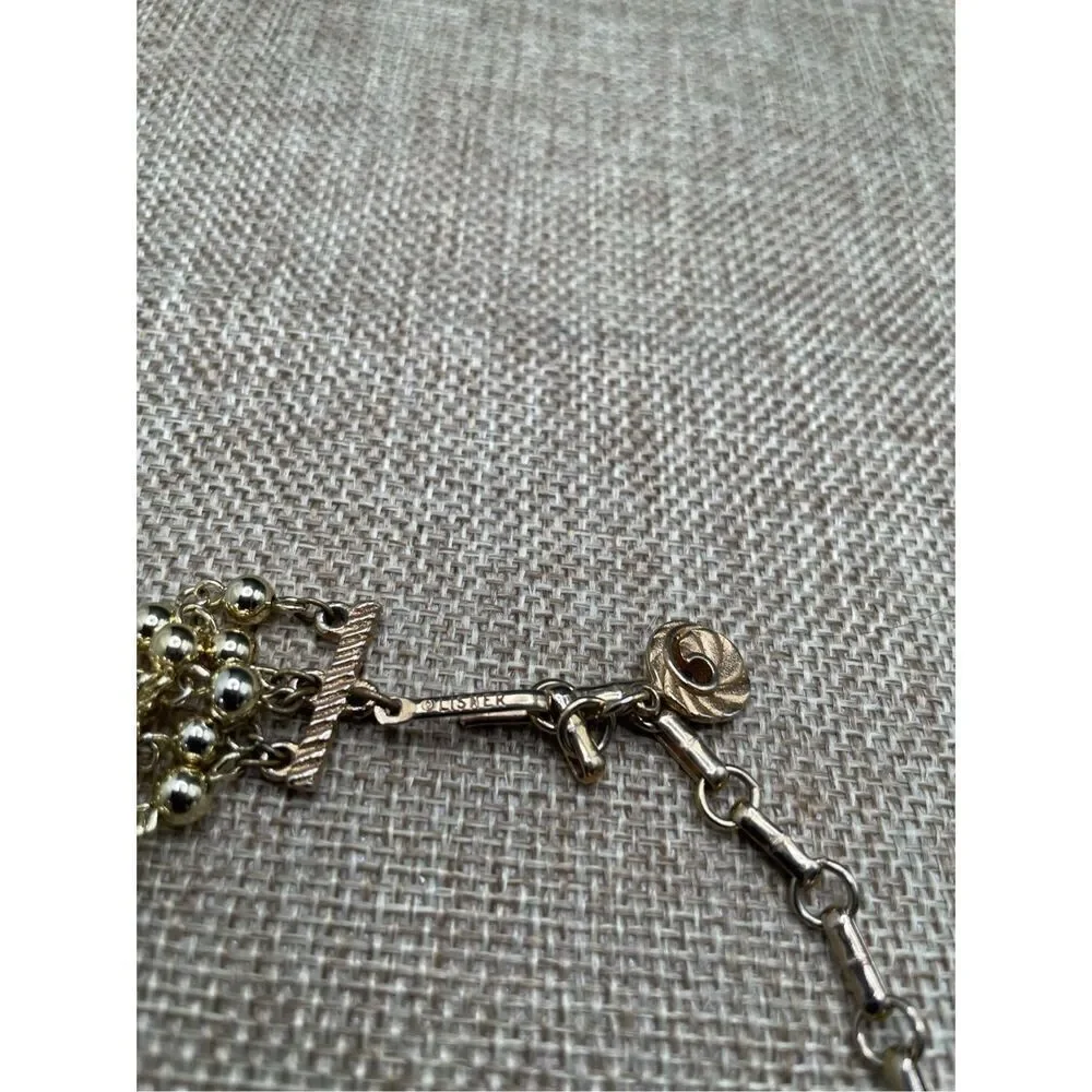 Vintage Gold Lisner Necklace 5 Strand Bohemian Style, Gold Tone Retro Costume Je